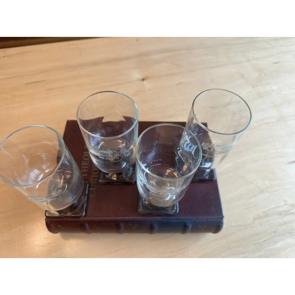 RARE Find VINTAGE Federal Glass Nordic Midnight Pedestal Etched Cars SEE PICS